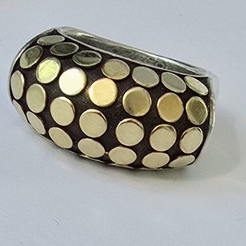 John Hardy Sterling Silver and 18K Gold Dot Ring Size 6.5